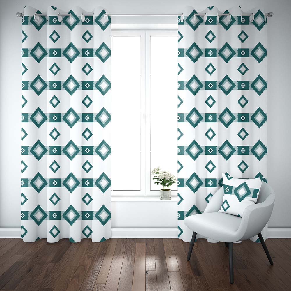 Dark Teal Ikat Curtains