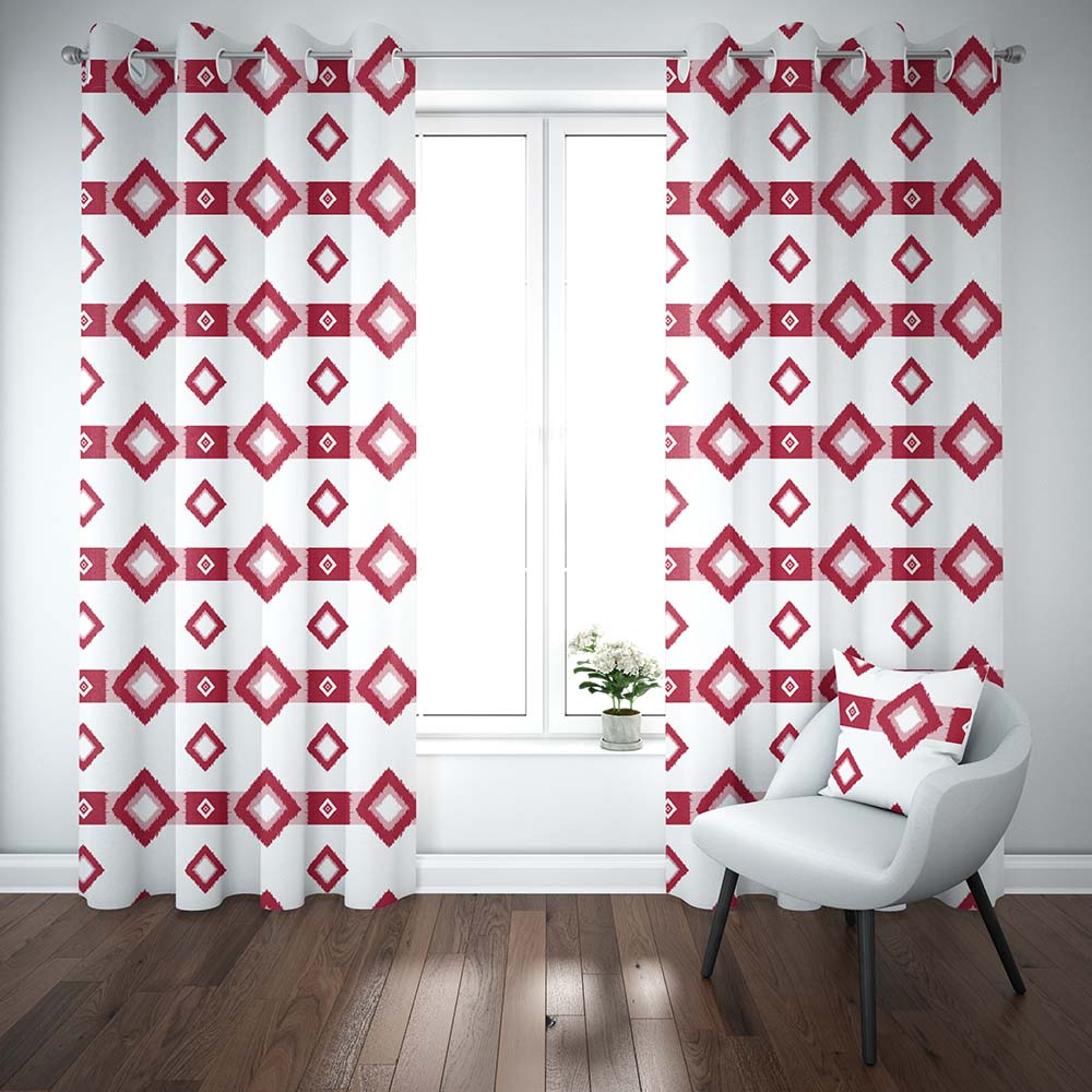 Nautical Red Ikat Curtains