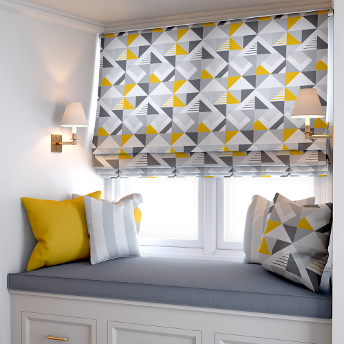 Nautical Grey Geometric Flag Roman Blind