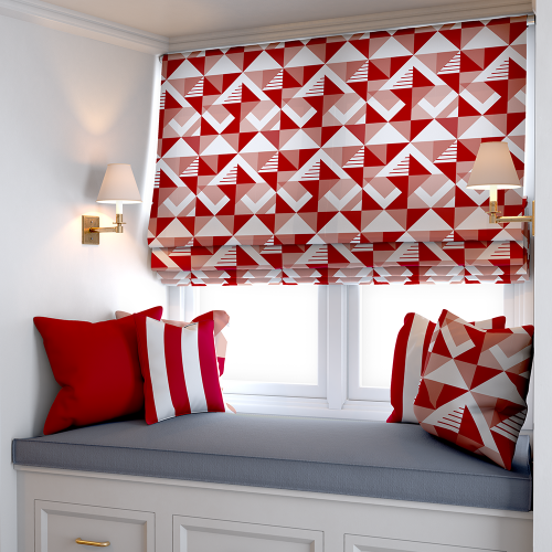 Nautical Red Geometric Flag Roman Blind