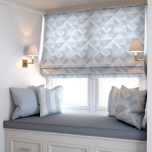 Summer Blue Geometric Flag Roman Blind