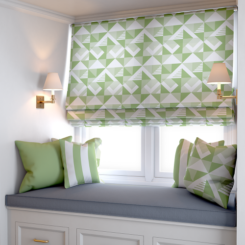 Summer Green Geometric Flag Roman Blind