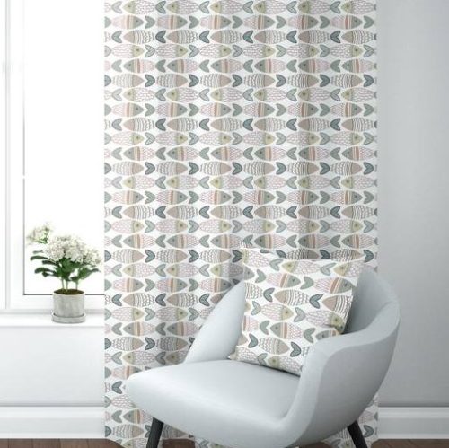 Autumn Teal Suzani Fish Curtains