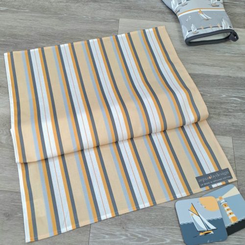 Grey Nautical Stripe Tea Towel