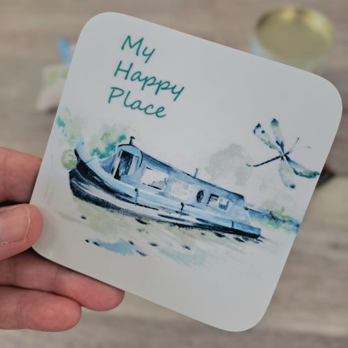 Narrowboats my happy place Coaster