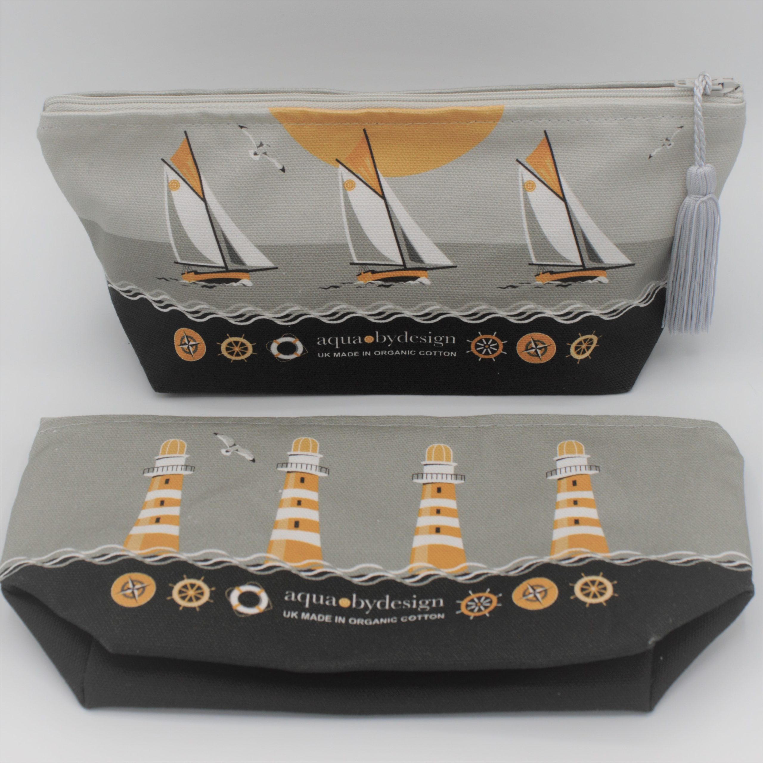 Nautical Grey Make-Up Bag - Image 2